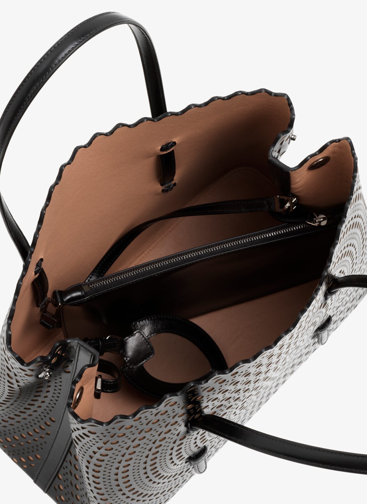MINA 32 CABAS BAG
 ALAÏA BLACK/SAND MINA 32 CABAS BAG